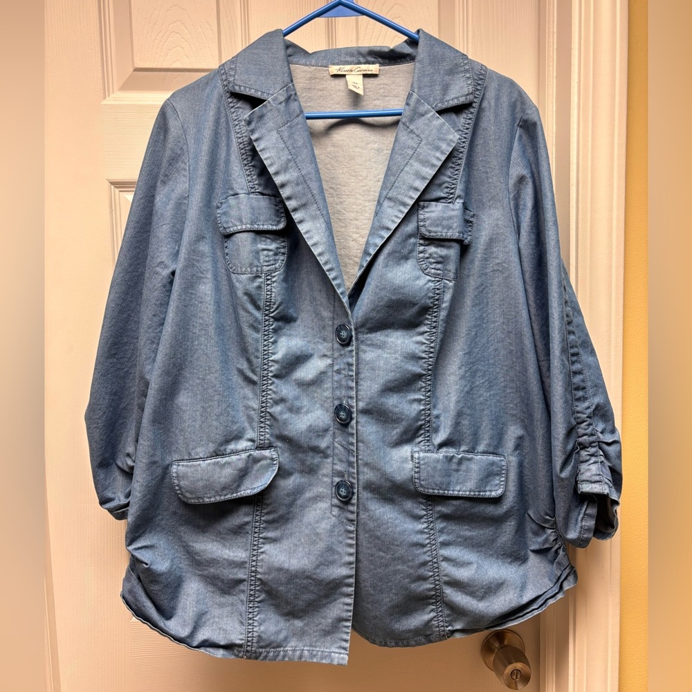 Kenneth Cole New York Women’s Denim Blazer Jacket – Size 16W – 100% Cotton